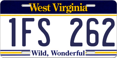 WV license plate 1FS262