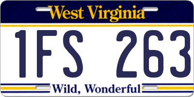 WV license plate 1FS263