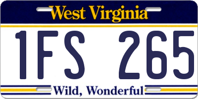 WV license plate 1FS265