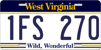 WV license plate 1FS270