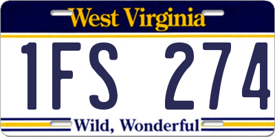 WV license plate 1FS274