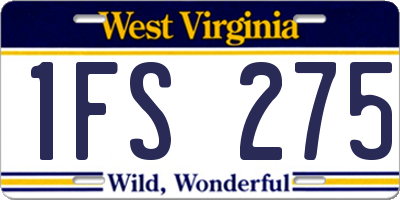 WV license plate 1FS275