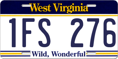 WV license plate 1FS276
