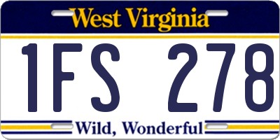 WV license plate 1FS278