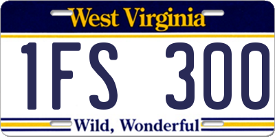 WV license plate 1FS300