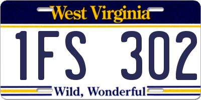 WV license plate 1FS302