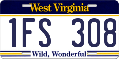 WV license plate 1FS308