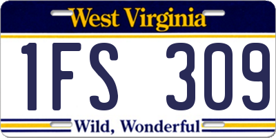 WV license plate 1FS309