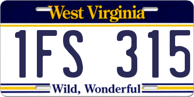 WV license plate 1FS315
