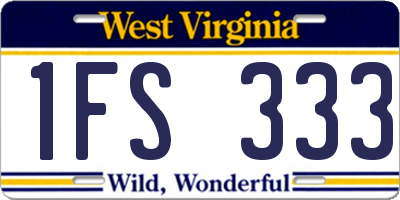 WV license plate 1FS333