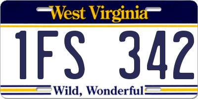 WV license plate 1FS342