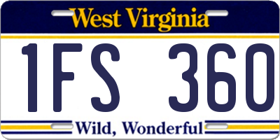WV license plate 1FS360
