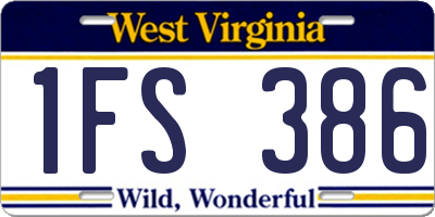 WV license plate 1FS386