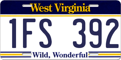 WV license plate 1FS392