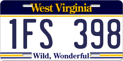 WV license plate 1FS398