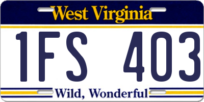 WV license plate 1FS403