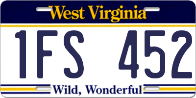 WV license plate 1FS452