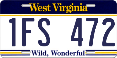 WV license plate 1FS472