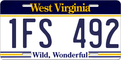 WV license plate 1FS492