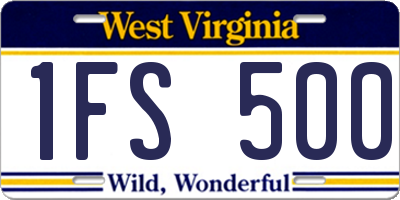 WV license plate 1FS500