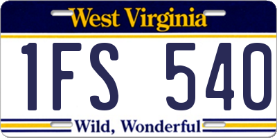 WV license plate 1FS540