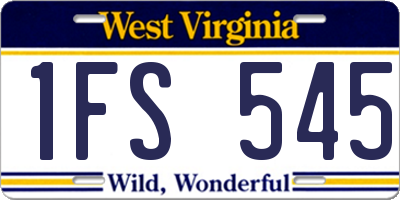 WV license plate 1FS545