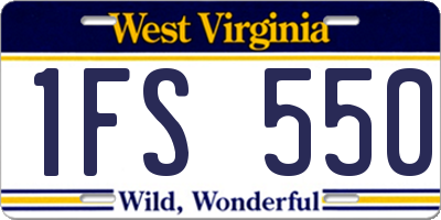 WV license plate 1FS550