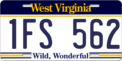 WV license plate 1FS562