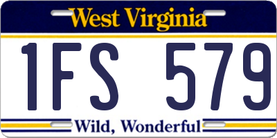 WV license plate 1FS579