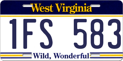 WV license plate 1FS583