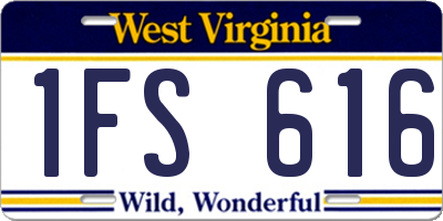 WV license plate 1FS616