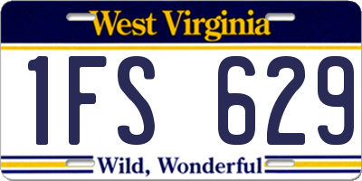 WV license plate 1FS629