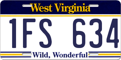 WV license plate 1FS634