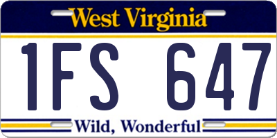 WV license plate 1FS647
