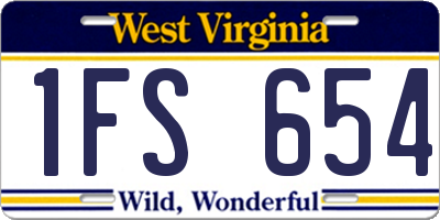 WV license plate 1FS654