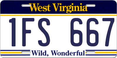 WV license plate 1FS667