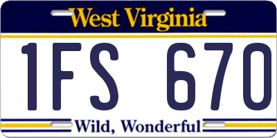 WV license plate 1FS670