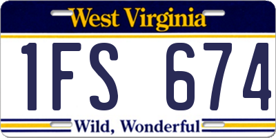 WV license plate 1FS674