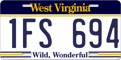 WV license plate 1FS694