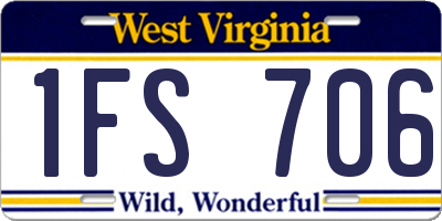 WV license plate 1FS706