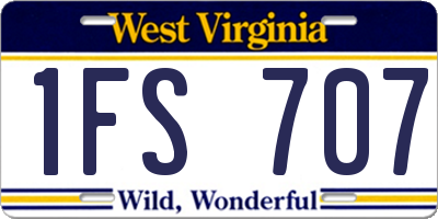 WV license plate 1FS707