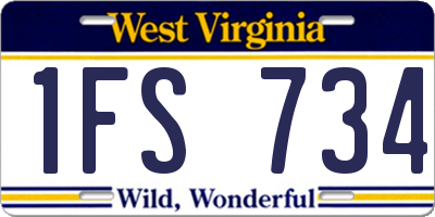 WV license plate 1FS734