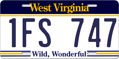 WV license plate 1FS747