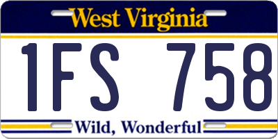 WV license plate 1FS758