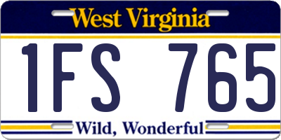WV license plate 1FS765
