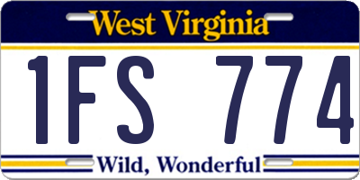 WV license plate 1FS774