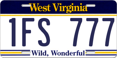 WV license plate 1FS777