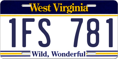 WV license plate 1FS781