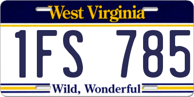WV license plate 1FS785