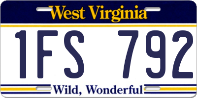 WV license plate 1FS792